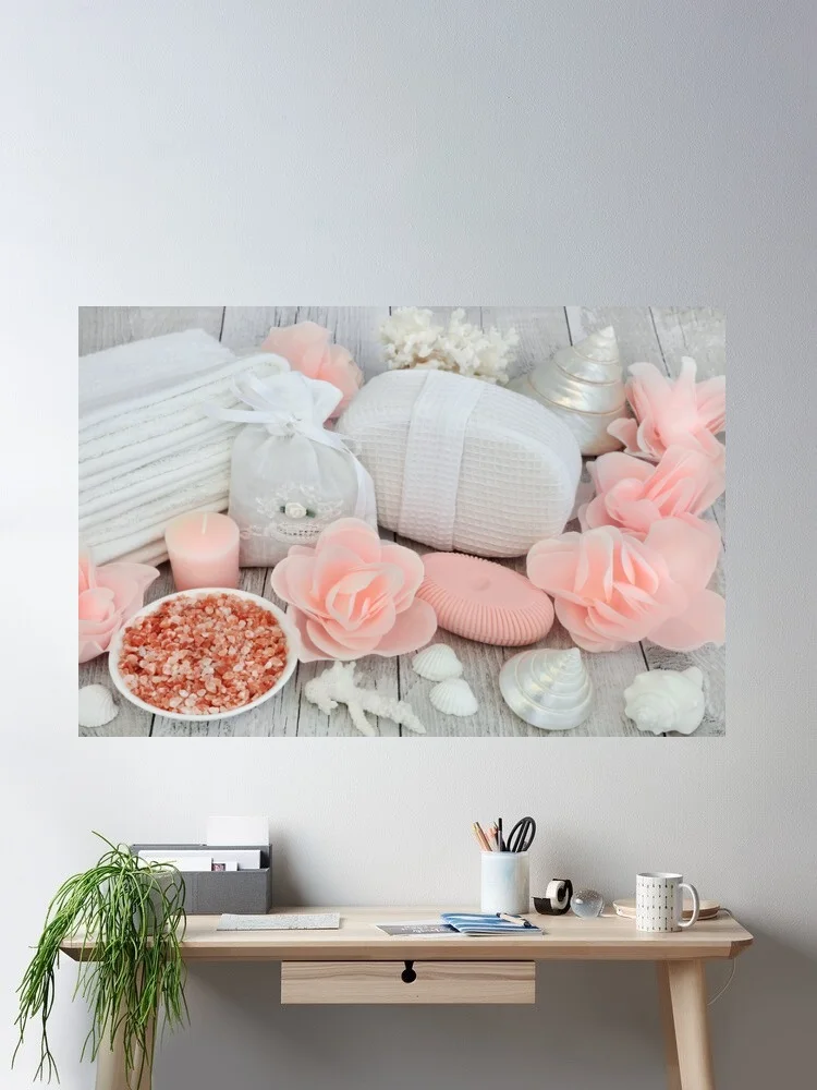 Spa Still Life with Soap, Candle, and Towels, Art Print Canvas Poster, Living Room Decor, Home Wall Picture
