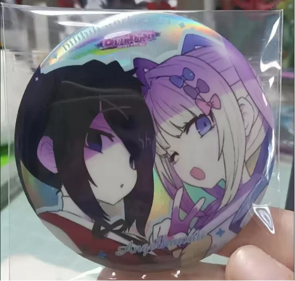 Needy Streamer Overload Rain Cartoon Round Brooch Tinplate Metal Pin Badge Anime Accessories Gift