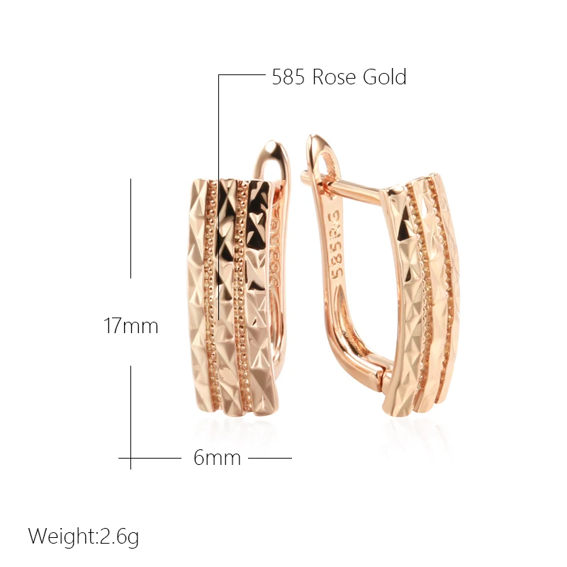 Kinel Hot Unusual Creative Hollow Glossy Earrings for Women Fashion 585 Rose Gold Color Ethnic Bride Daily Fine Vintage Jewelry