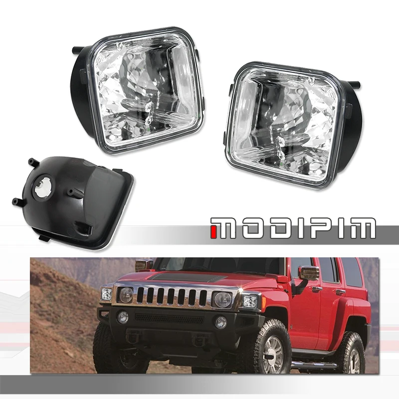 Clear / Smoked Lens Car Front Bumper Turn Signal Light DRL Housings For 2006 2007 2008 2009 2010 Hummer H3 H3T, No Bulb / Socket