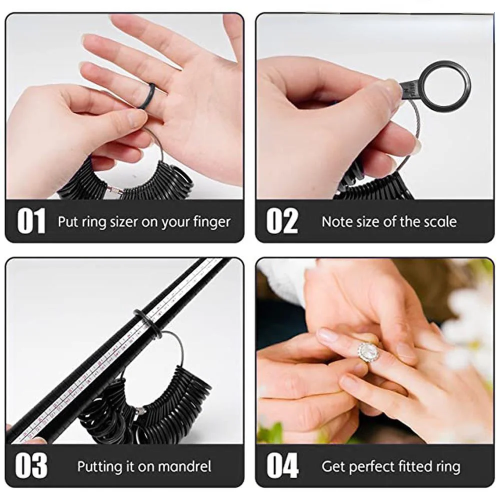 1Set Plastic Ring Sizer Kit - Multi-Size Gauges (US 2-15, UK D-Z+5, EU 41-76) - Ring Sizer Measuring Tool