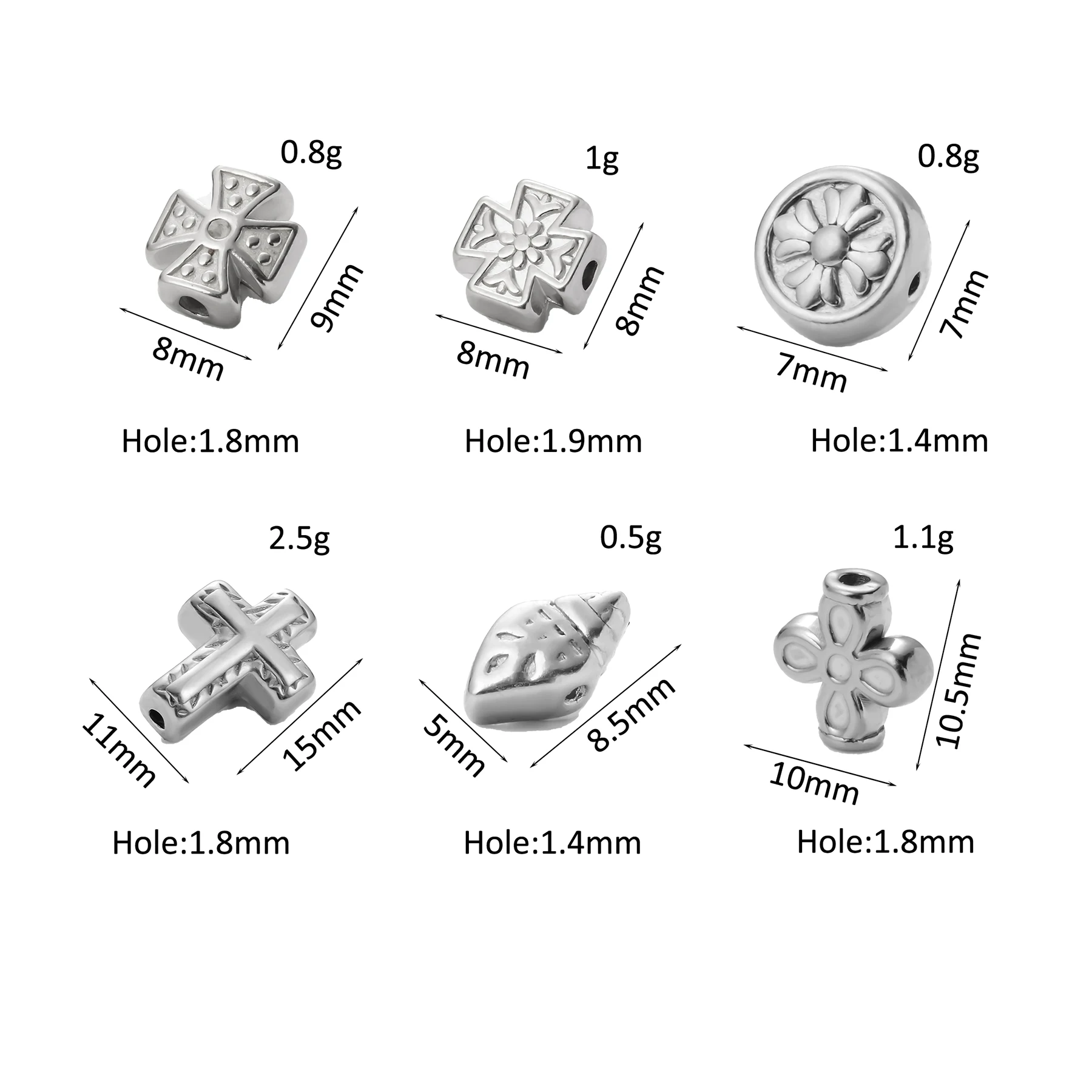 20pcs/lot Wholesale Classic Cross&Flower Spacer Beads for Jewelry Making DIY Jewelry Findings Bracelet Necklace Accessories