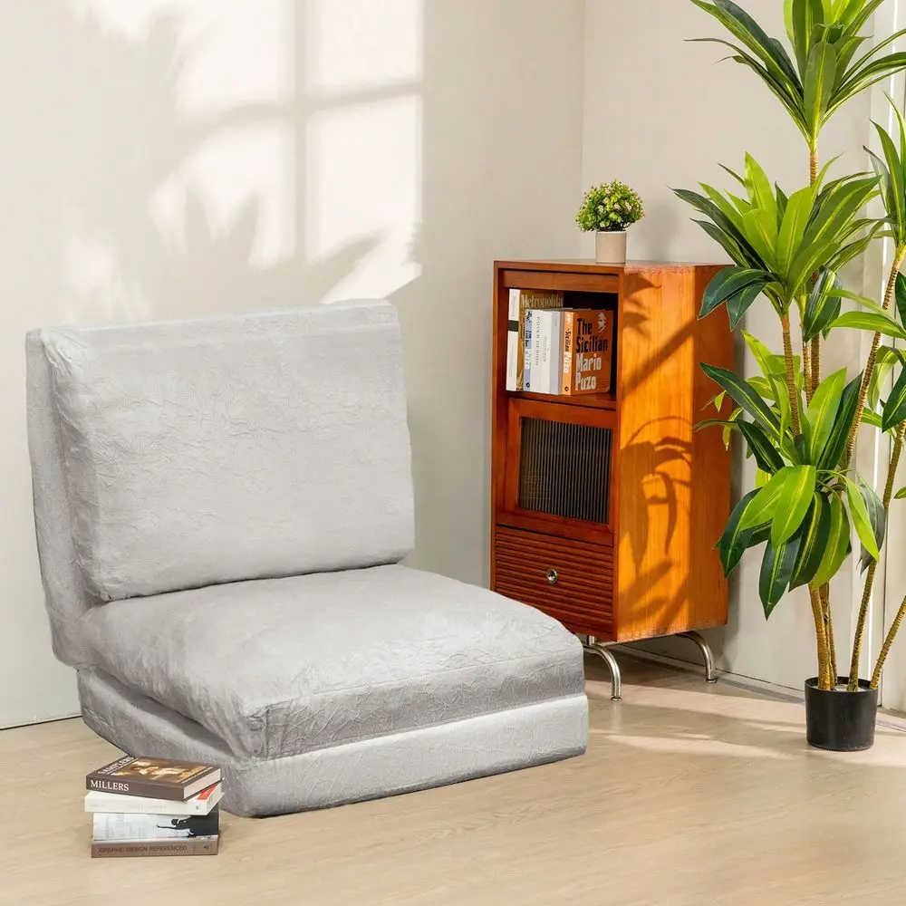 Matress Sofa Bean Bag Bed, Foam Filling Trifold Matress Single Sofa Chairs With Washable Soft Velvet Cover, Extra Wider Fold Fu