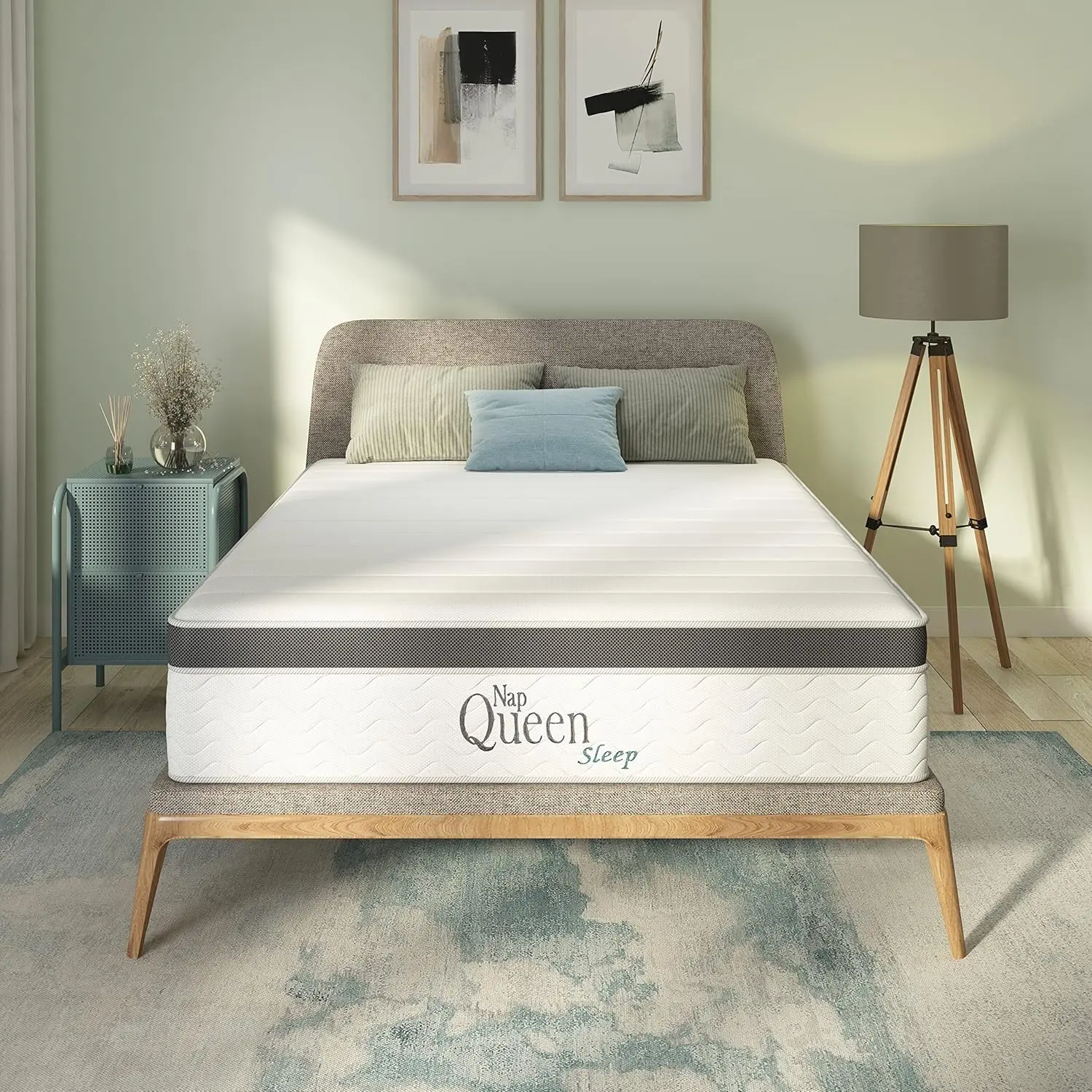 Maxima Hybrid Mattress, Full Size, Cooling Gel Infused Memory Foam and Innerspring Mattress, Bed in a Box, White & Gray