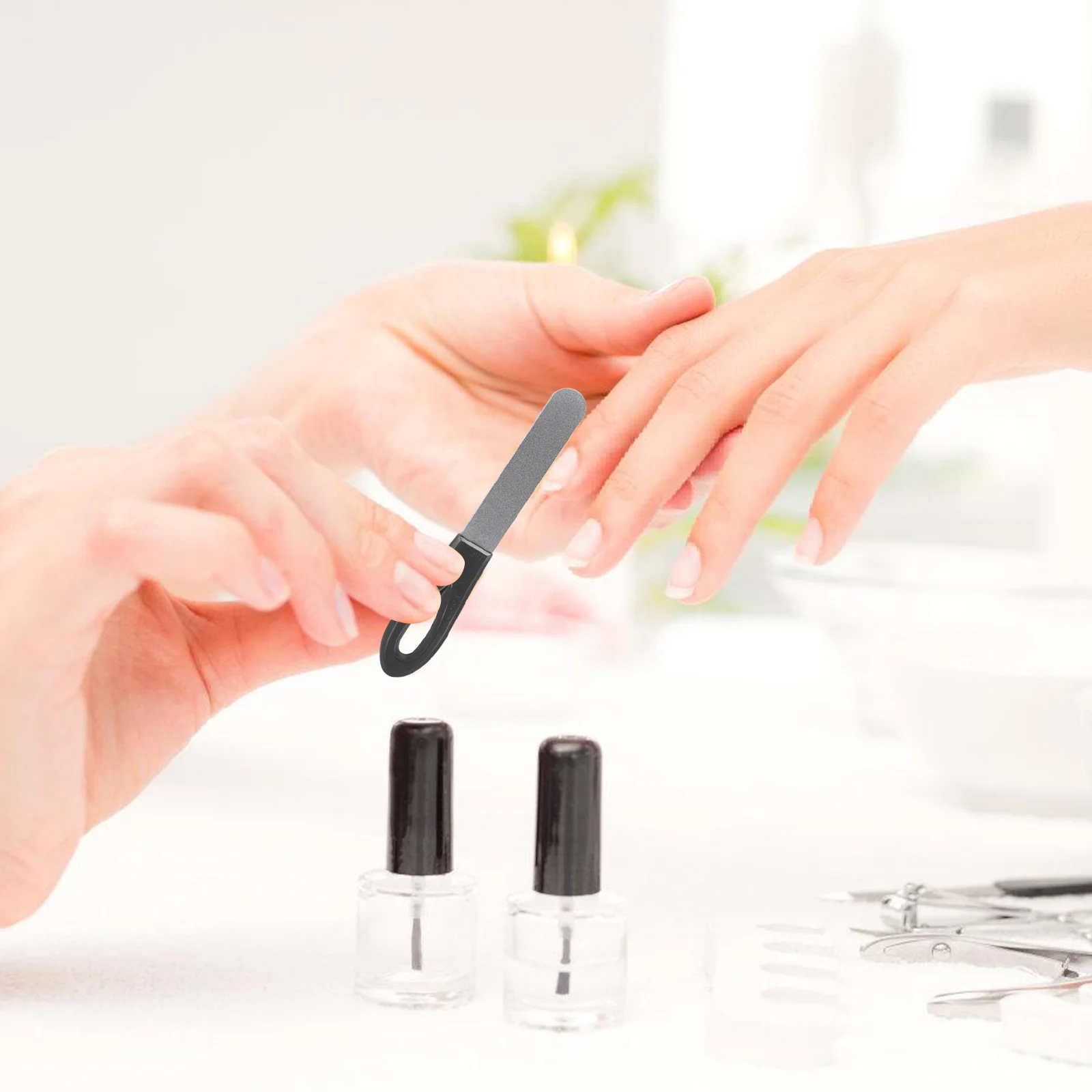 1 セットステンレス鋼コーティングされた爪やすり両面金属マニキュアツール自然な爪用ポータブル爪やすり