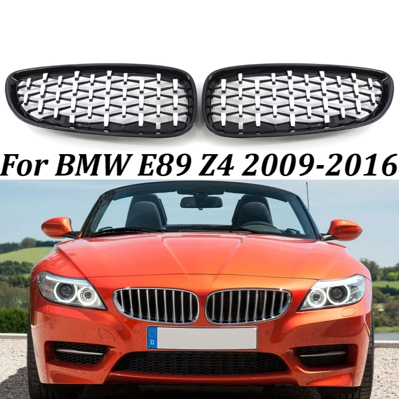 2XCar Front Bumper Diamond Style Kidney Grille Replacement Racing Grilles Accessories  51137181547 For BMW E89 Z4 2009-2016