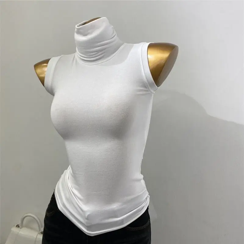 Women High Neck Sleeveless Tank Top Bodycon Stretchy Sheer Breathable Lightweight Coquette Y2K Casual Party Layering Base Layer