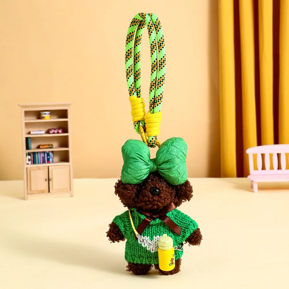 

PP Cotton Sweater Dog Plush Pendant Fluffy Lifelike Crochet Sweater Dog Keychain Comfortable Cartoon Puppy Stuffed Doll Keyring