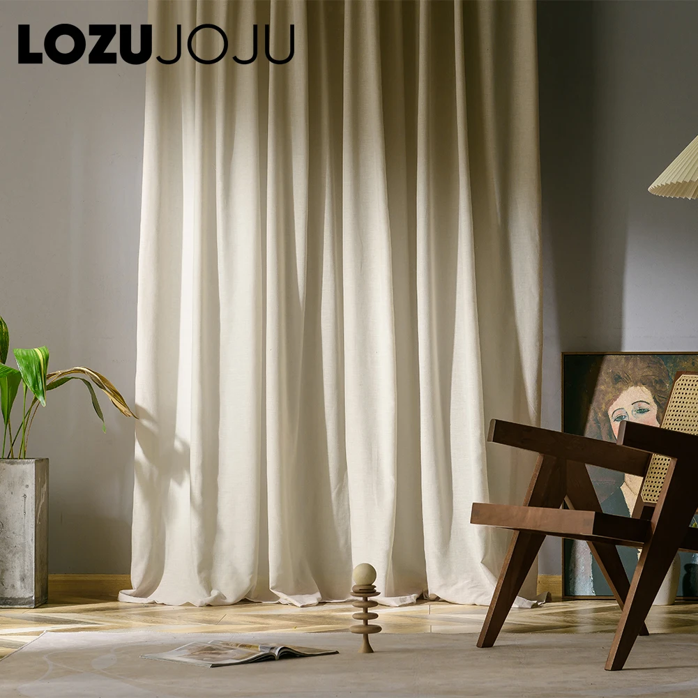 

LOZUJOJU Modern polyester Curtain for Living Room Bedroom pure color cotton curtains tulle fabrics custom gauze semi-shading