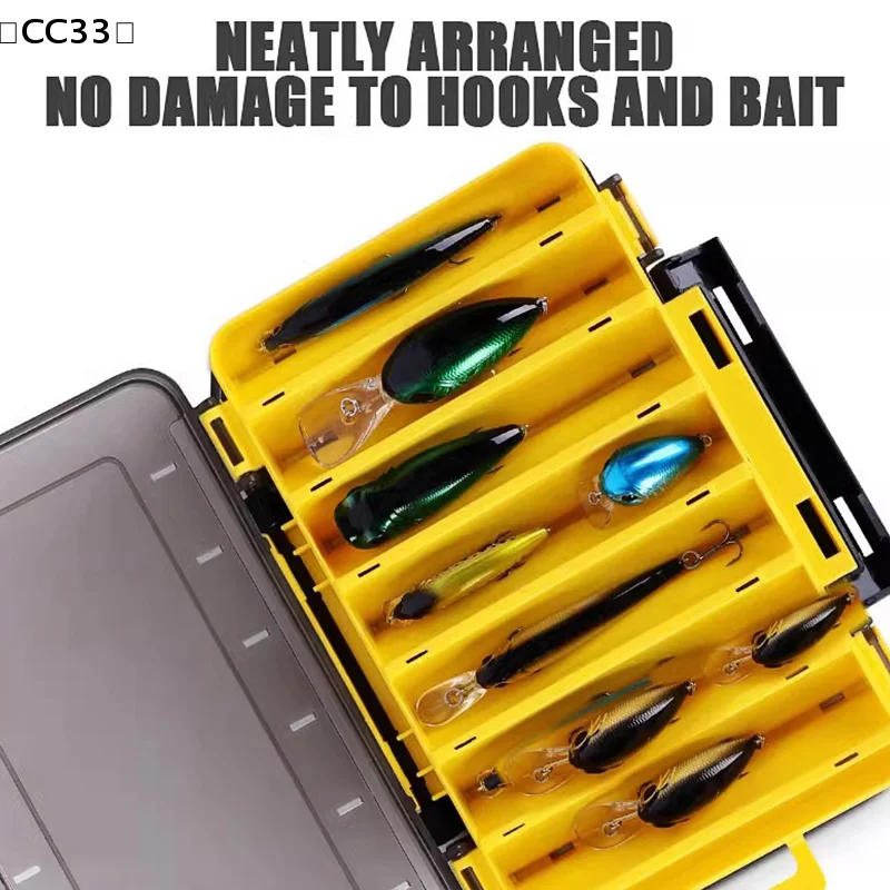 Double Sided Fishing Lure Boxes, 12 Compartments Fishing Tackle Organizer With 2 Buckle, Plastic Clear Storage Case〔CC33〕