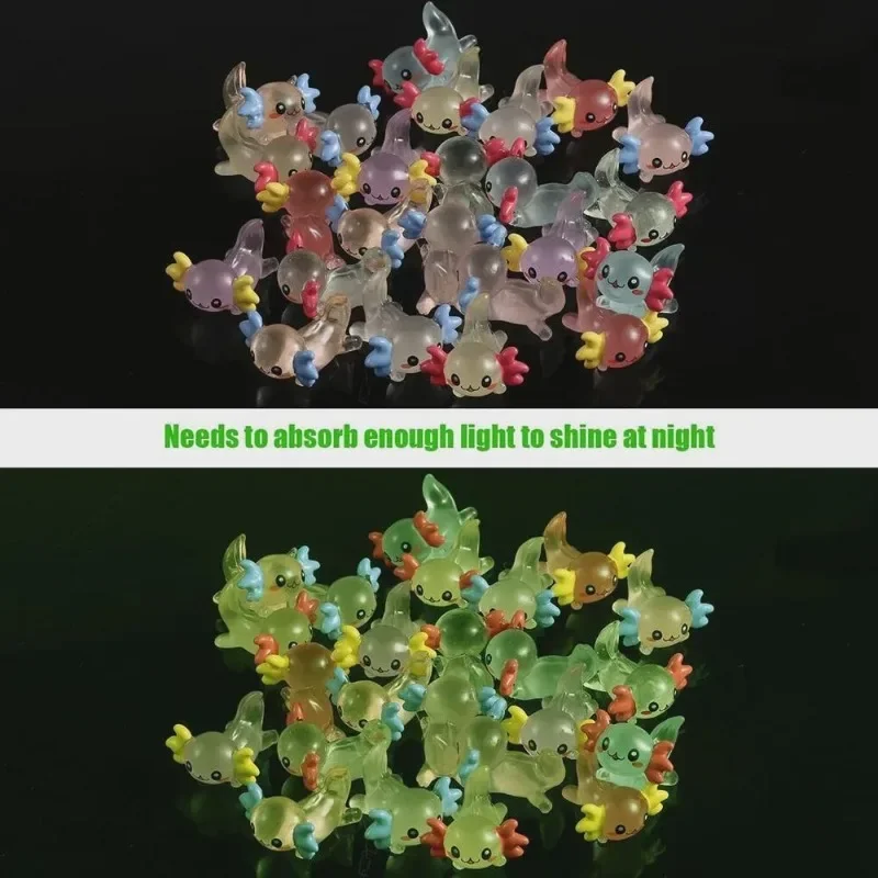 32 قطعة صغيرة مختلطة مضيئة الراتنج Axolotl المنمنمات ، لطيف الجنية حديقة الحيوانات زخرفة ، مايكرو موس المشهد Craft بها بنفسك الحرفية الديكور #4