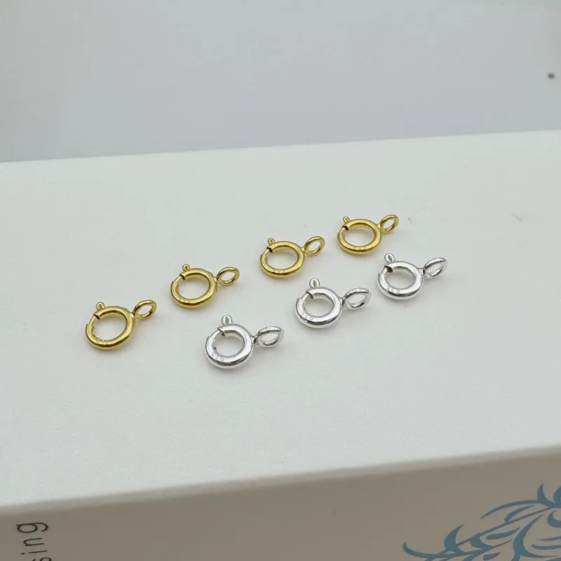 10PCS Solid 925 Sterling Silver 5mm Clasp Connector 18K Gold Color Open Jump DIY Jewelry Accessories Making Components Finding