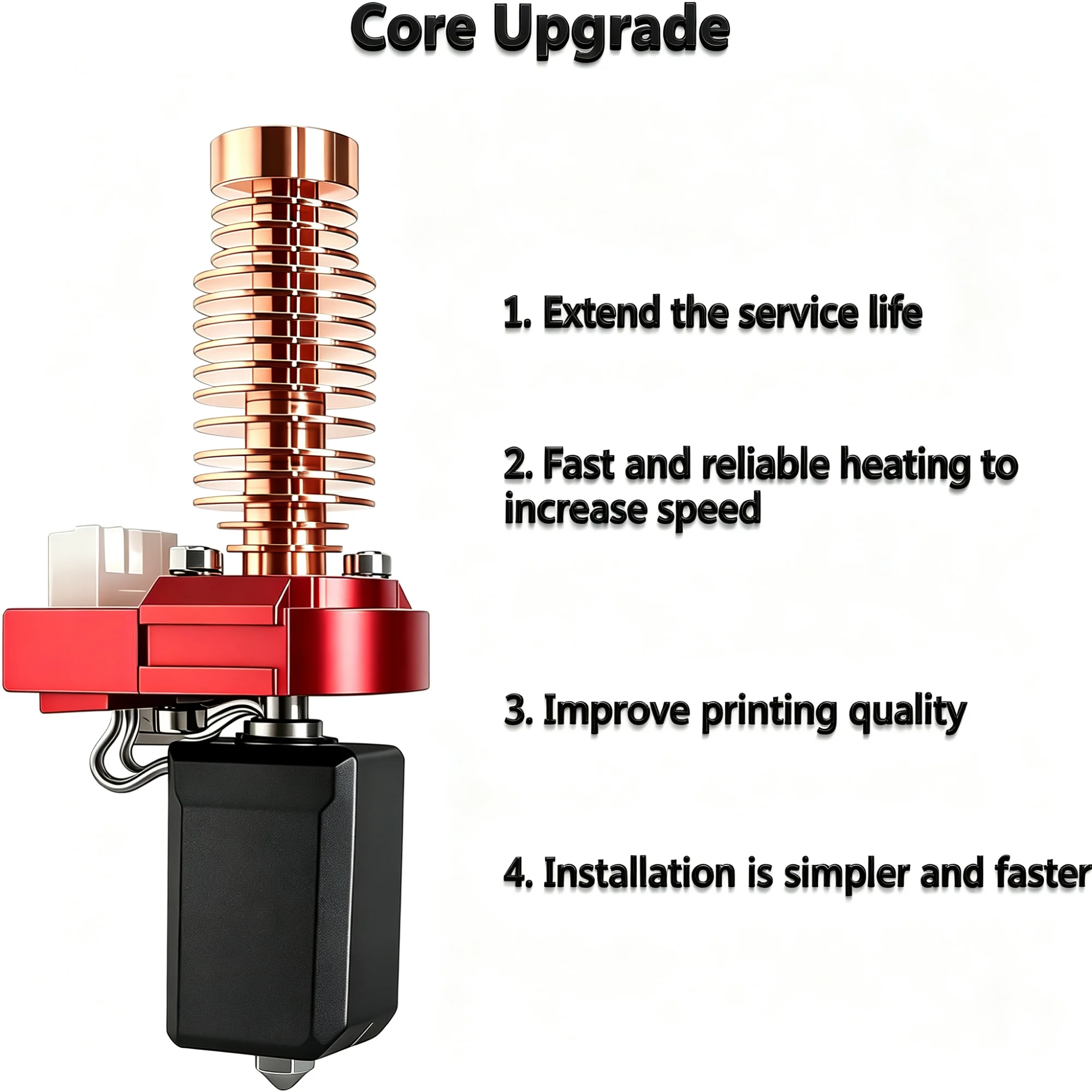 Latest Upgraded Hotend Kit for Flashforge Adventurer 5M/5M Pro Hotend AD5M Nozzle Kit Ceramic Heating Block & Hard Steel Nozzle
