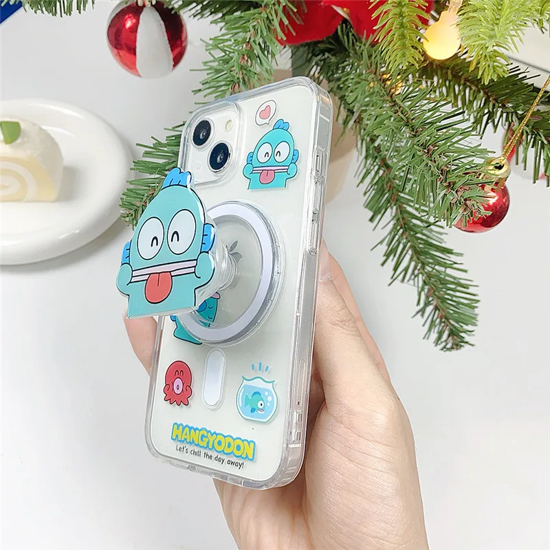 

Cute Cartoon Hangyodon Sanrio Phone Case for iPhone 11 12 13 14 15 16 Pro Max Plus Magnetic Wireless Charging For Magsafe Cover