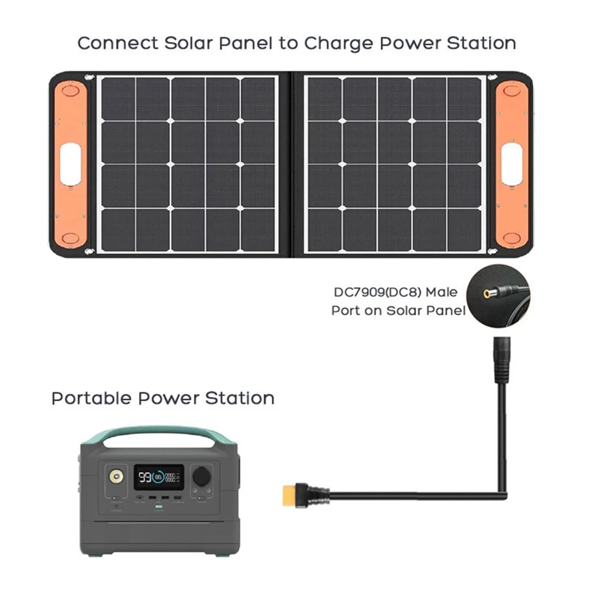 14AWG DC8mm Female DC7909 to XT60 Female Solar Panel Charging Cable for Ecoflow Goal Zero ALLPOWERS Power Station