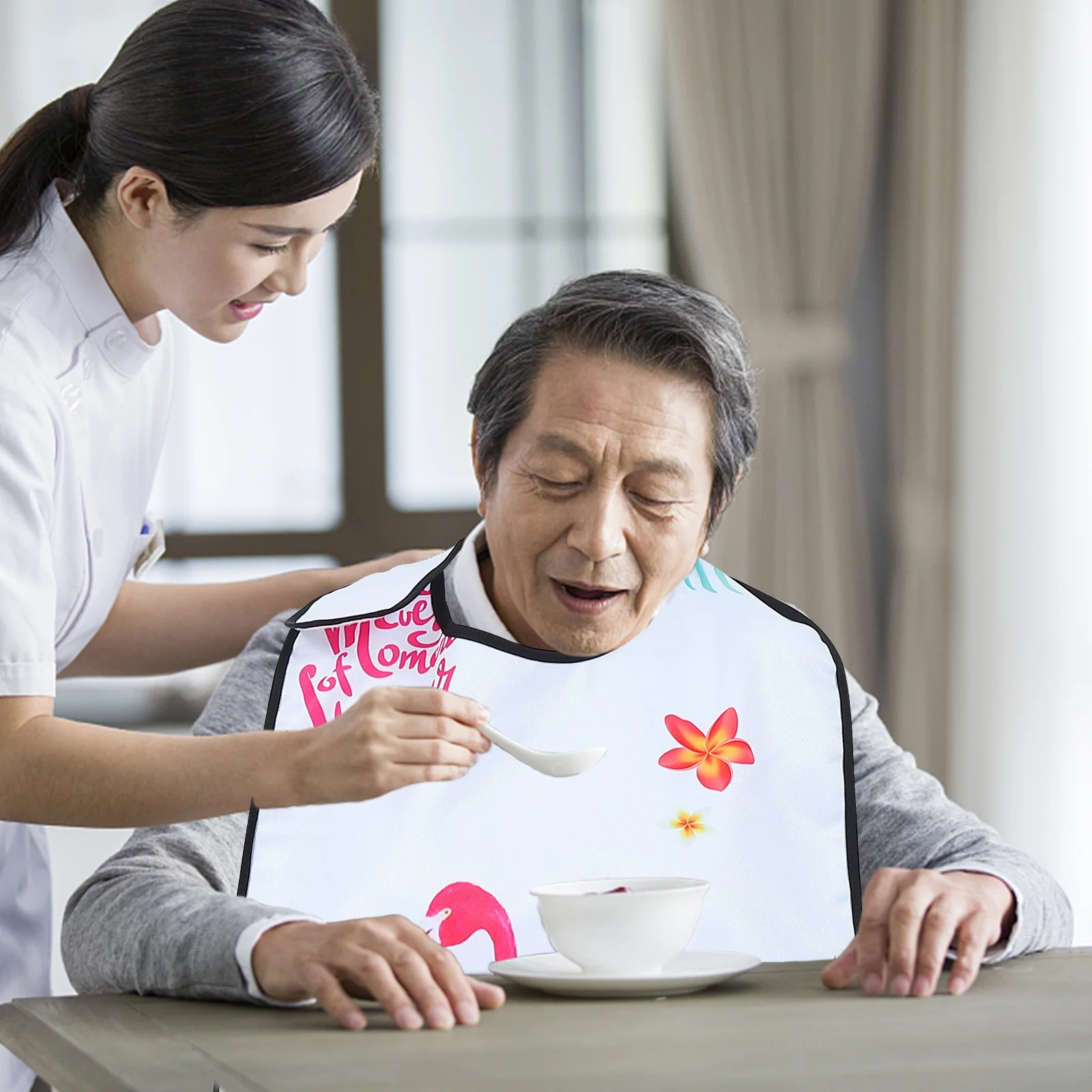 

1Pcs Adult Adult Bib Waterproof Polyester Saliva Bib Reusable Mealtime Apron Large Coverage for Elders Polyester Saliva Apron