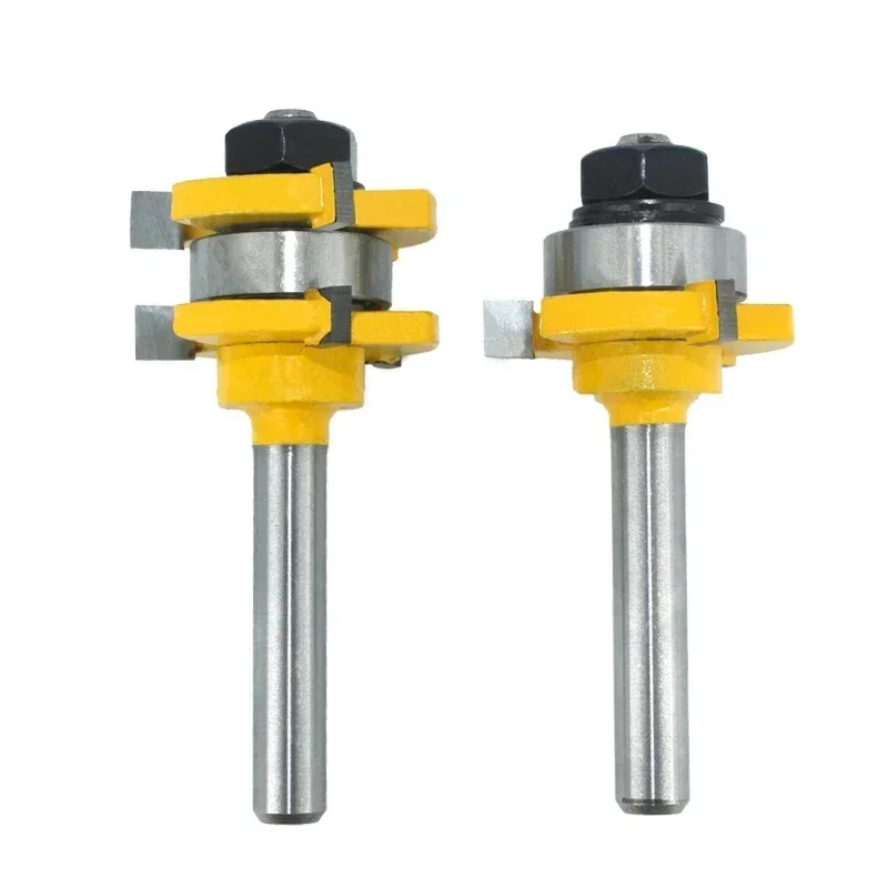 2pcs 8mm Shank Joint Assemble Router Bits Tongue & Groove T-Slot Milling Cutter for Wood Woodwork Cutting Tools MC02121