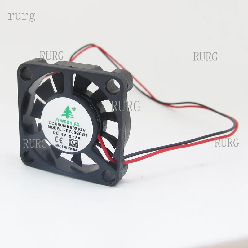 R+ 1-piece brushless DC cooling fan, 30x30x6mm, 3006, 11 blades, 5V, 0.15A, 2-pin connector