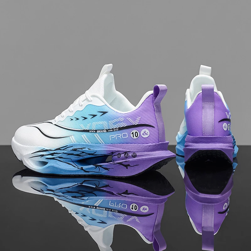 Herren-Freizeitsportschuhe mit Carbonplatte zur Laufunterstützung, atmungsaktivem Mesh, bequemen, niedrigen Schnürschuhen für Trailrunning, Zero-Drop-Sohle, langsamem Rückprall, rutschfest, geeignet für Fitnessstudio, Jogging und Camping. – Detail 3