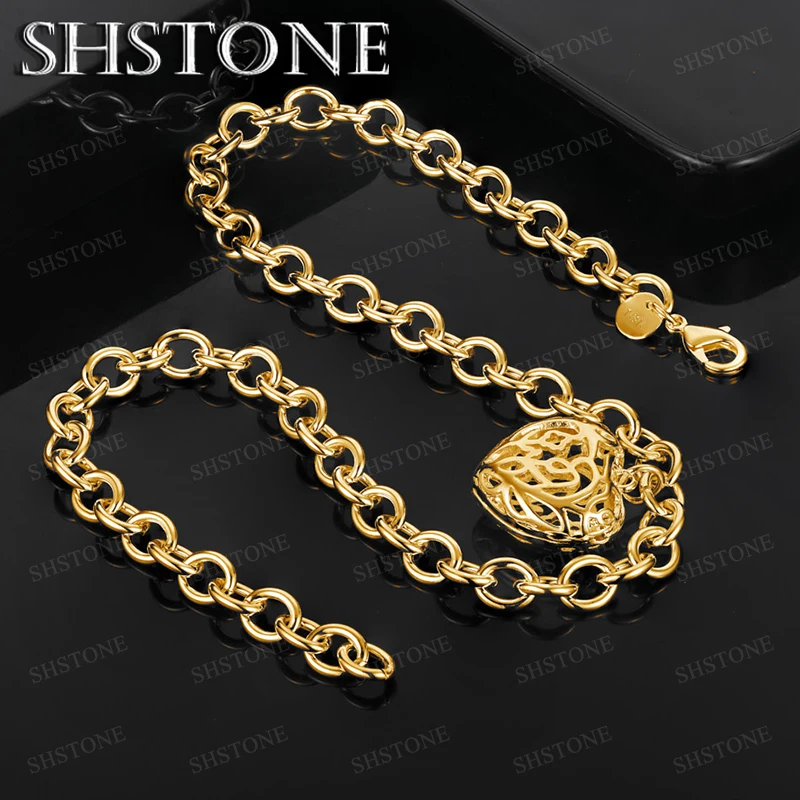 

Fashion 45cm 18k Gold Hollow Out Heart Pendant Necklace For Women High-Quality Beautiful Jewelry Gift Birthdays Christmas Party