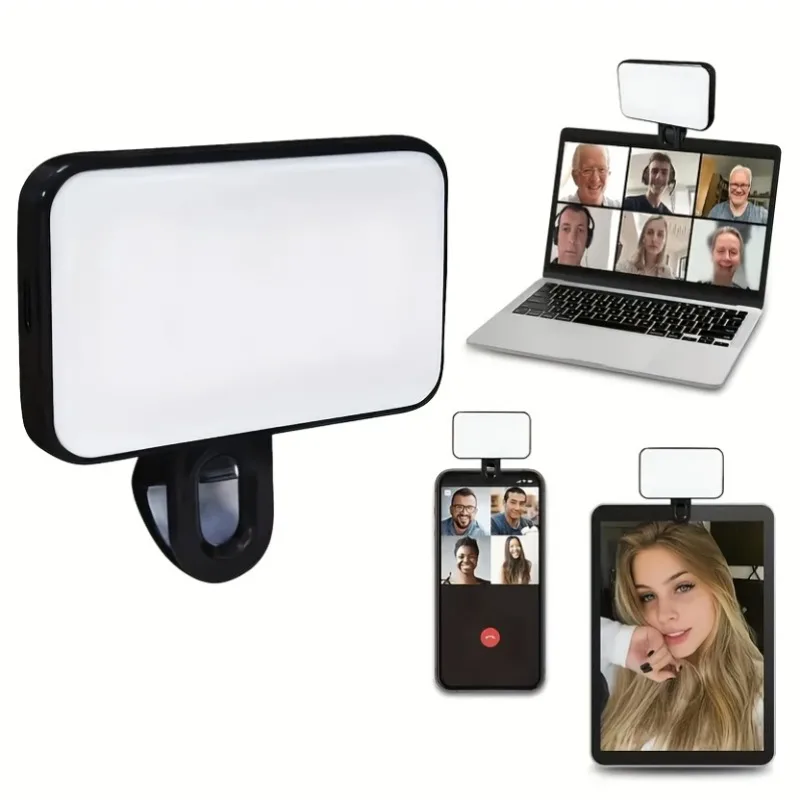 ضوء كمبيوتر صغير محمول بثلاثة ألوان - مصباح LED مدمج لتعبئة مدونة الفيديو للتصوير الفوتوغرافي عبر الهاتف المحمول وصور السيلفي ومقاطع الفيديو #1