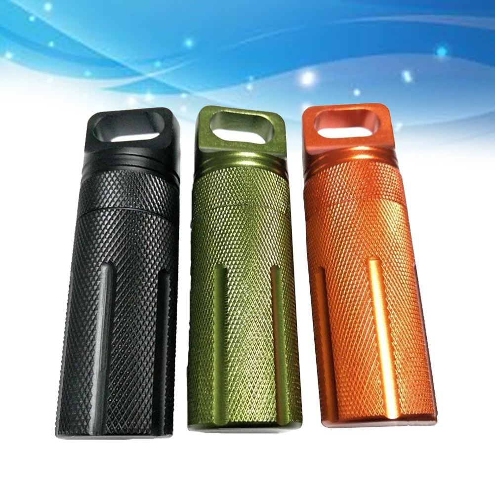 

3 Pcs Lightweight Aluminum Pill Box Waterproof Design For Tablets Medicine Keychain Case With Zipper Pull Function