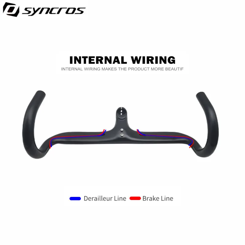 SYNCROS Road Bike Full Carbon Handlebar  400-440MM Ultralight Racing Bike Hidden Trace Drop Bar Bicycle Integrated Cockpit Be