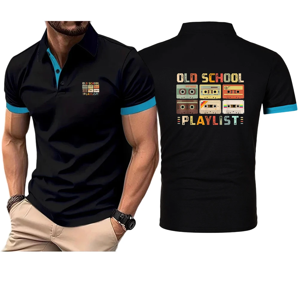 Cassette Tape Music 80s Retro Old School Playlist Logo Print Lightweight Breathable Ice Silk Absorb Sweat Fashion Polo Shirt