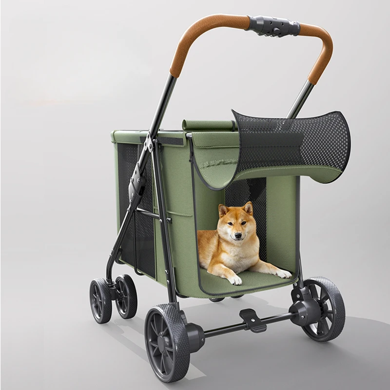 Wear-resistant Oxford Cloth Medium and Large Size Pet Cart, Foldable Dog Strollers，Large Space Bearing 30KG Stroller for Dogs