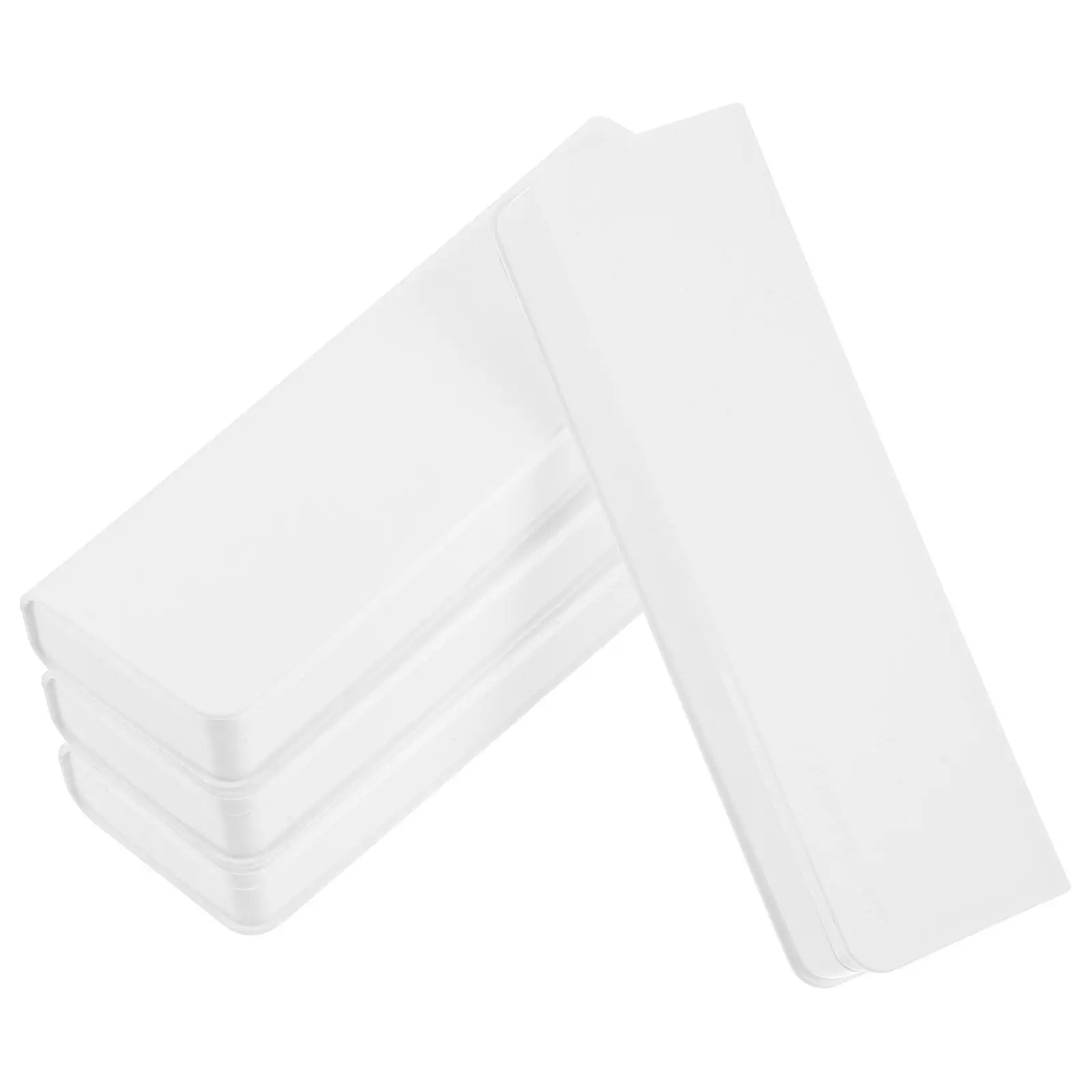 4Pcs Sleek White Hard Plastic Pencil Case Large Capacity Snap Closure Stationery Box for Pens Pencils Rulers Erasers Students