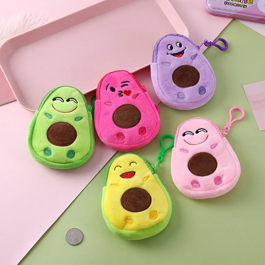 Portafoglio Zero per bambini dei cartoni animati per bambini borsa carina regalo divertimento creativo espressione di Avocado portamonete in peluche