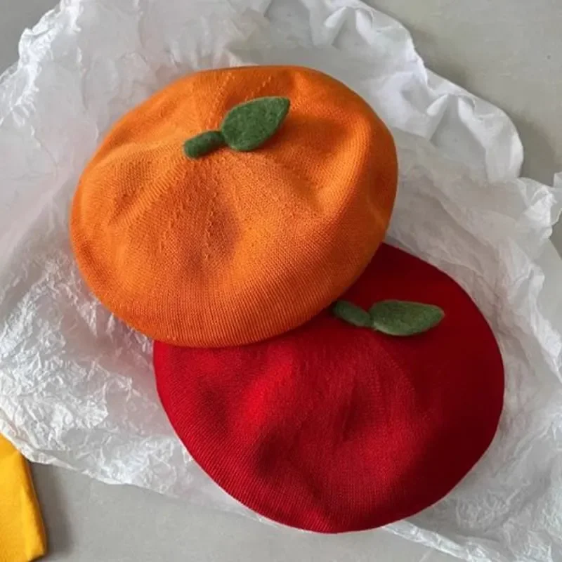 Japanse Roze Perzik Meisje Schilder Hoed Ademend Oranje Baret Fruit Caps Casual Frisse Leuke Muts Baret Cap Vrouwelijke Dame