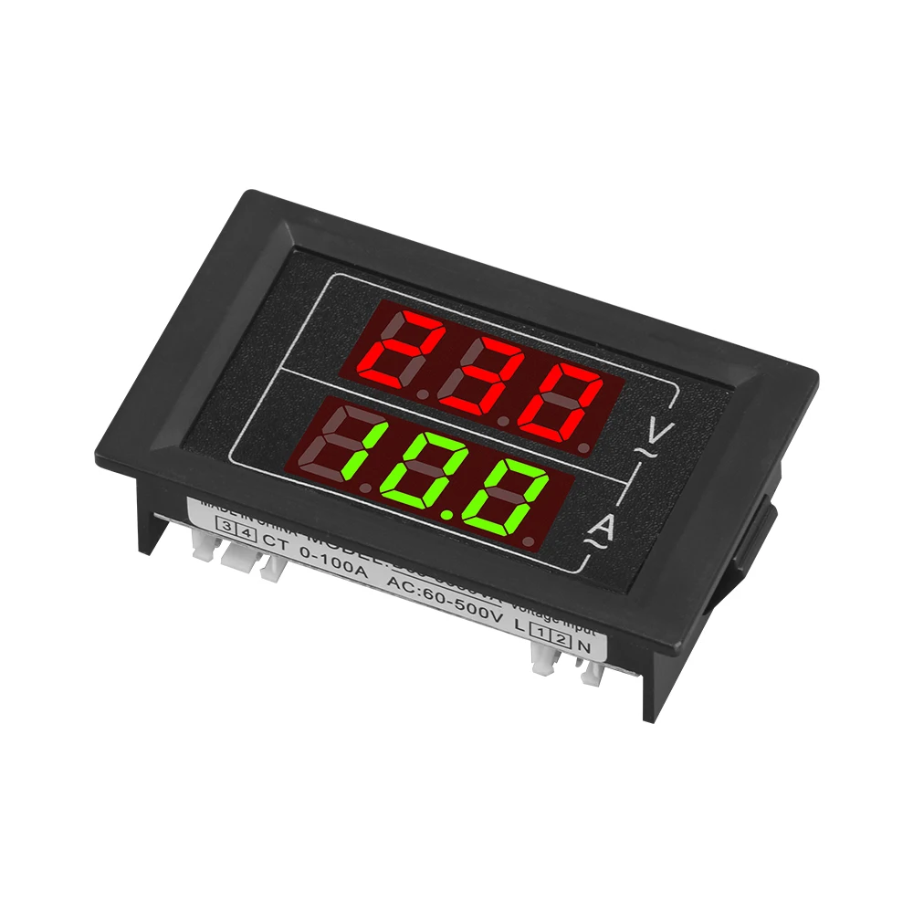 AC60-500V 100A Dual Display Voltage Current Meter LED Voltmeter Ammeter AC Meter Volt Detector Tester