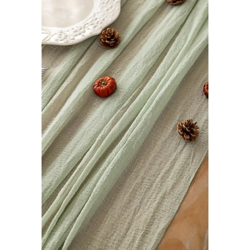 6pcs Cheesecloth Table Runner Sage Green Gauze 120 Inch 10 FT Rustic Boho Cheese Cloth Runner