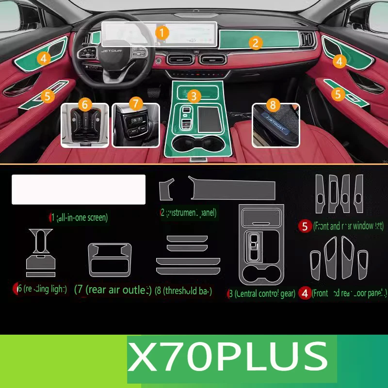 

Tpu Transparent Film for JETOUR X70 PLUS Car Interior Sticker Console Dashboard Screen Protect Film Interior Decor Accessories