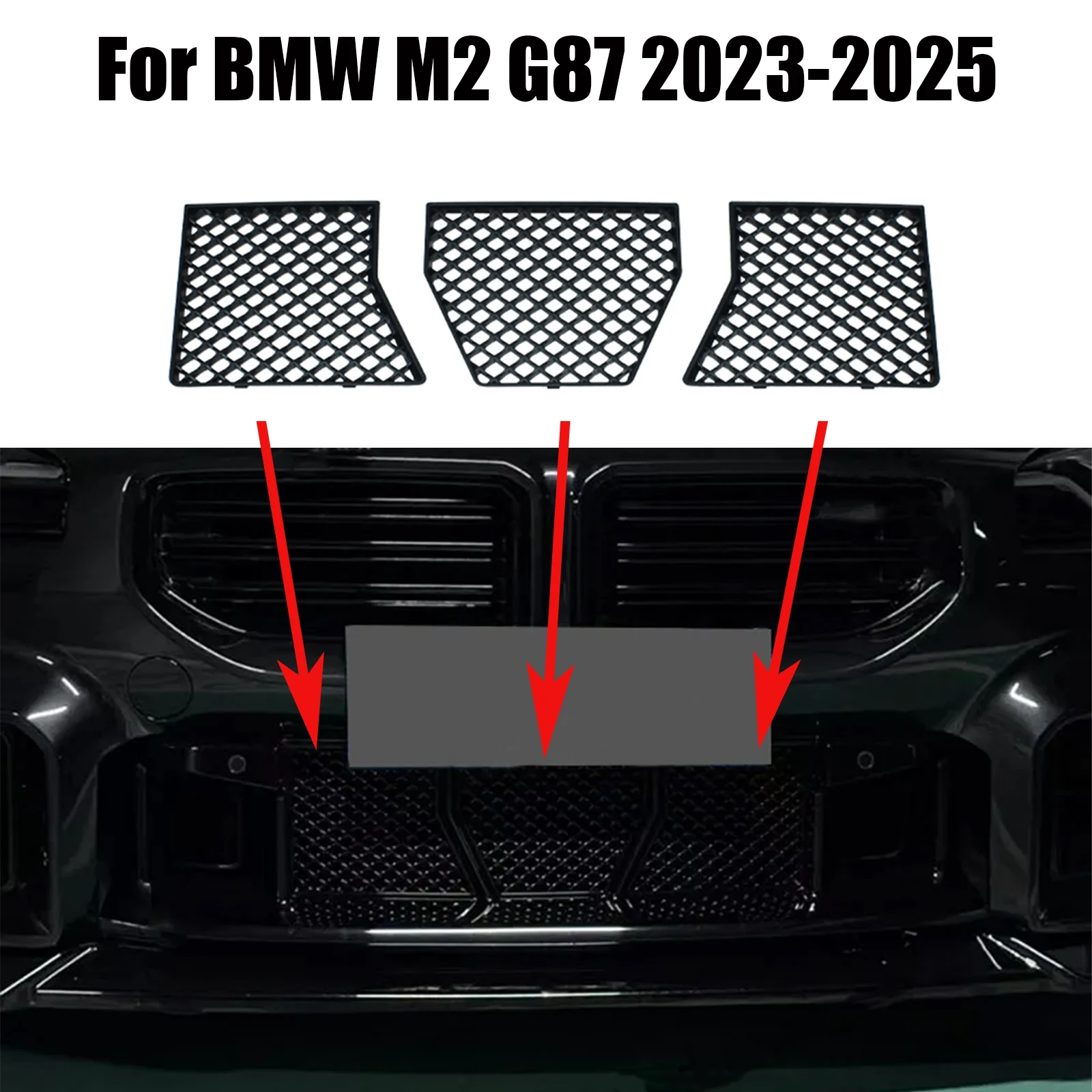 For BMW M2 G87 2023-2025 Front Bumper Centre Radiator Lower Grille Mesh Protection Guard Matte Glossy Black Carbon Fiber Look