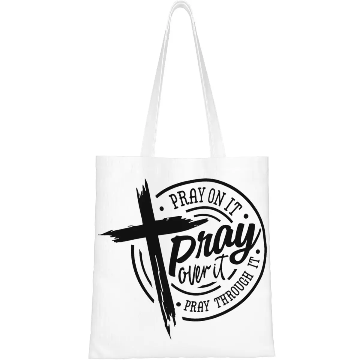 Unisex Jesus Christian Pray Tote Bags, grande capacidade, religião, Christian Bolsas de compras para compras