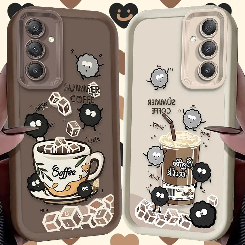 Case for Samsung Galaxy A35 A55 A15 A25 A16 A06 A05 A05S A24 A13 A23 A12 A22 A32 A52 A71 A51 4G Black Monster Eggette Coffee