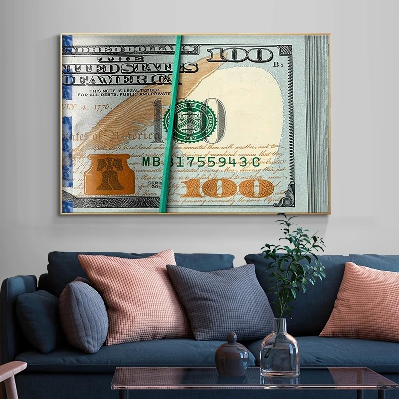 A Hundred Dollar Money Poster Inspirational Canvas Paintings Art Pop Wall Pictures for Living Room Home Decoration