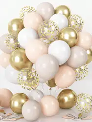 60 pieces of beige white sand metal confetti balloons, neutral cream balloons birthday Bohemian wedding party decorations