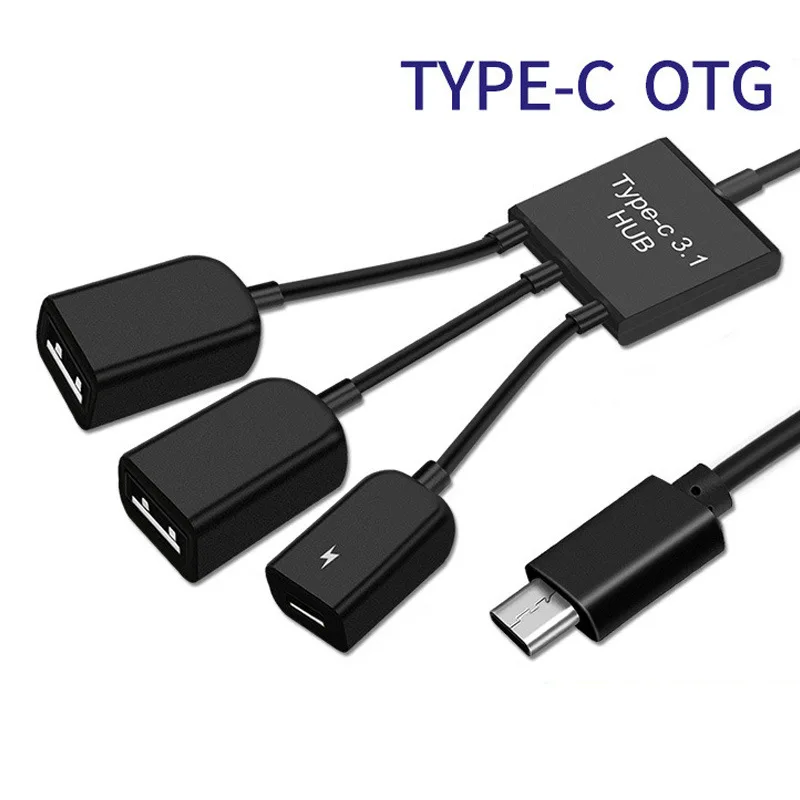 Câble adaptateur OTG 3 en 1 Micro USB Type C, HUB mâle vers femelle, double USB 2.0, hôte, smartphone, ordinateur, tablette, 3 ports, le plus récent