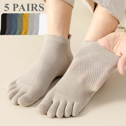 5 Pairs Men Toe Socks with Separate Fingers Summer Mesh Low Cut Ankle Socks Five Finger Socks Sports  High Quality Cotton