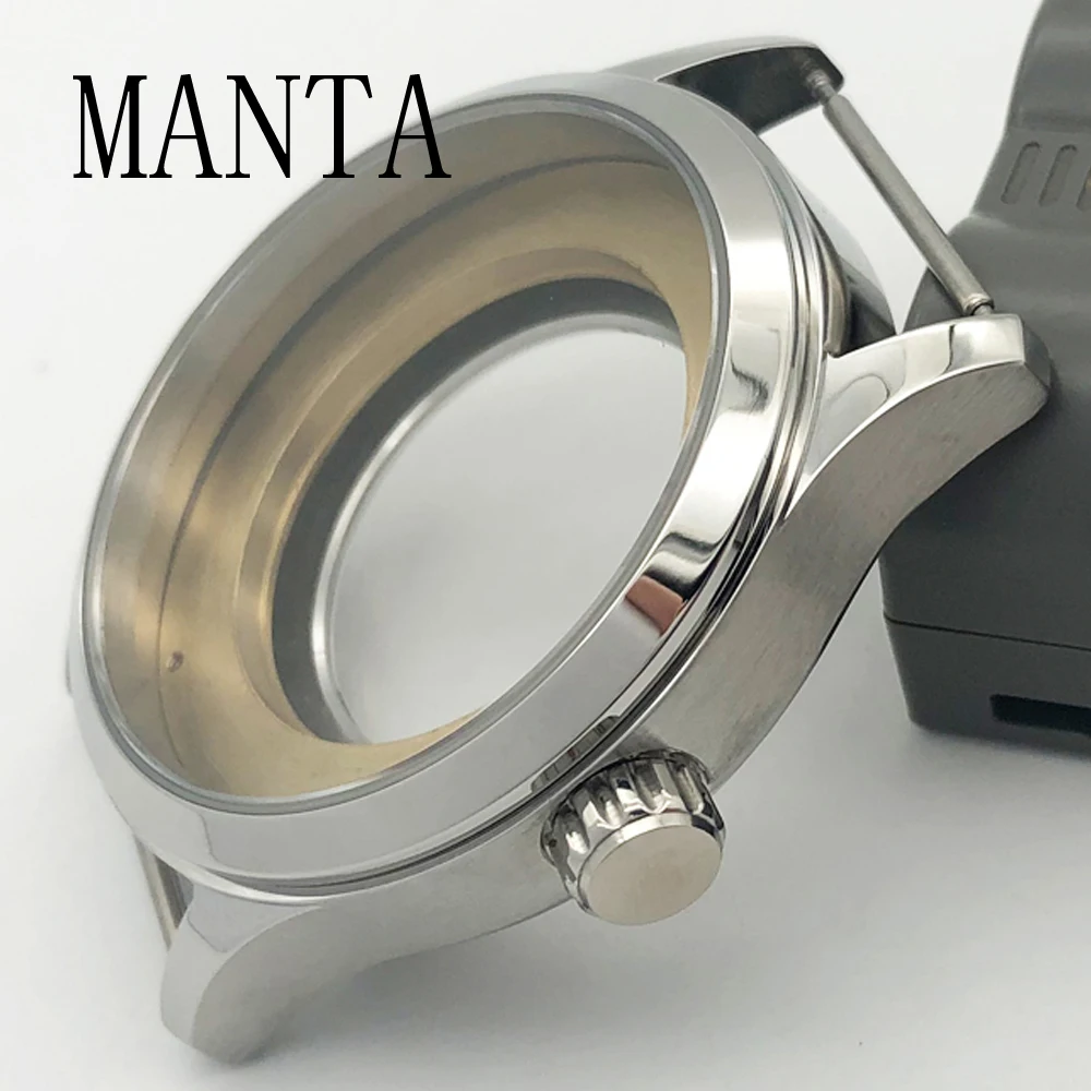 MANTA 42mm Silver Rose Gold Case Sapphire Glass Watch Parts Fit Miyota8205/8215/821A ETA2836 Mingzhu2813 Seagull ST1612 Movement