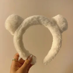 Plush Bear Ear Headband Headhoop Women Makeup Spa Face Wash Anti -sliding Hair Holder Girls Cartoon Head Hoop Hairband Hoops