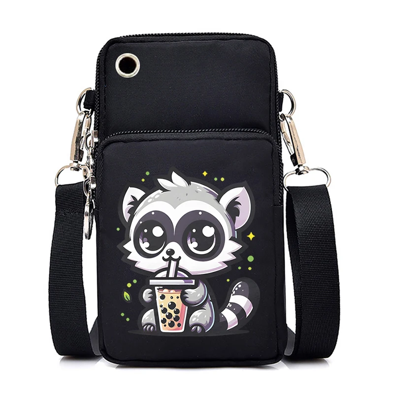 Dog Boba Tea Anime Ladies Mobile Phone Bag Small Shoulder Crossbody Bag Mini Wallet Casual Telephone Messenger Bag Wallet Purse