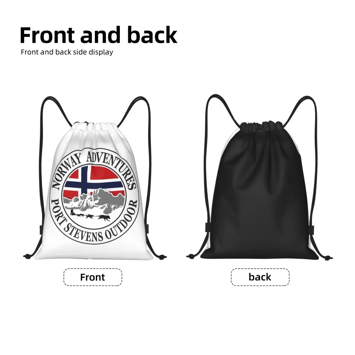 Norway Flag Drawstring Backpack Sports Gym Bag for Men Women Norwegian Flag Shopping Sackpack