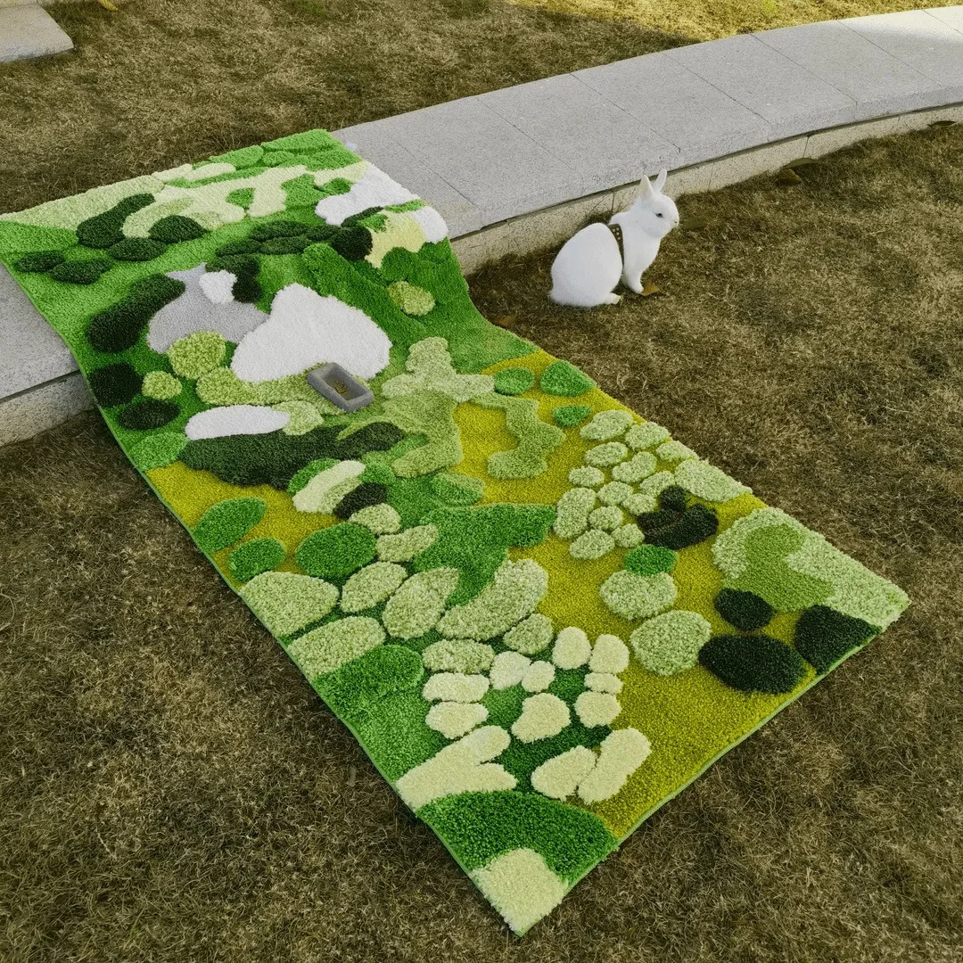 3D Moss Forest Soft Carpet for Living Room Bedroom Bedside Rug Luxury Green 50x120cm Rug