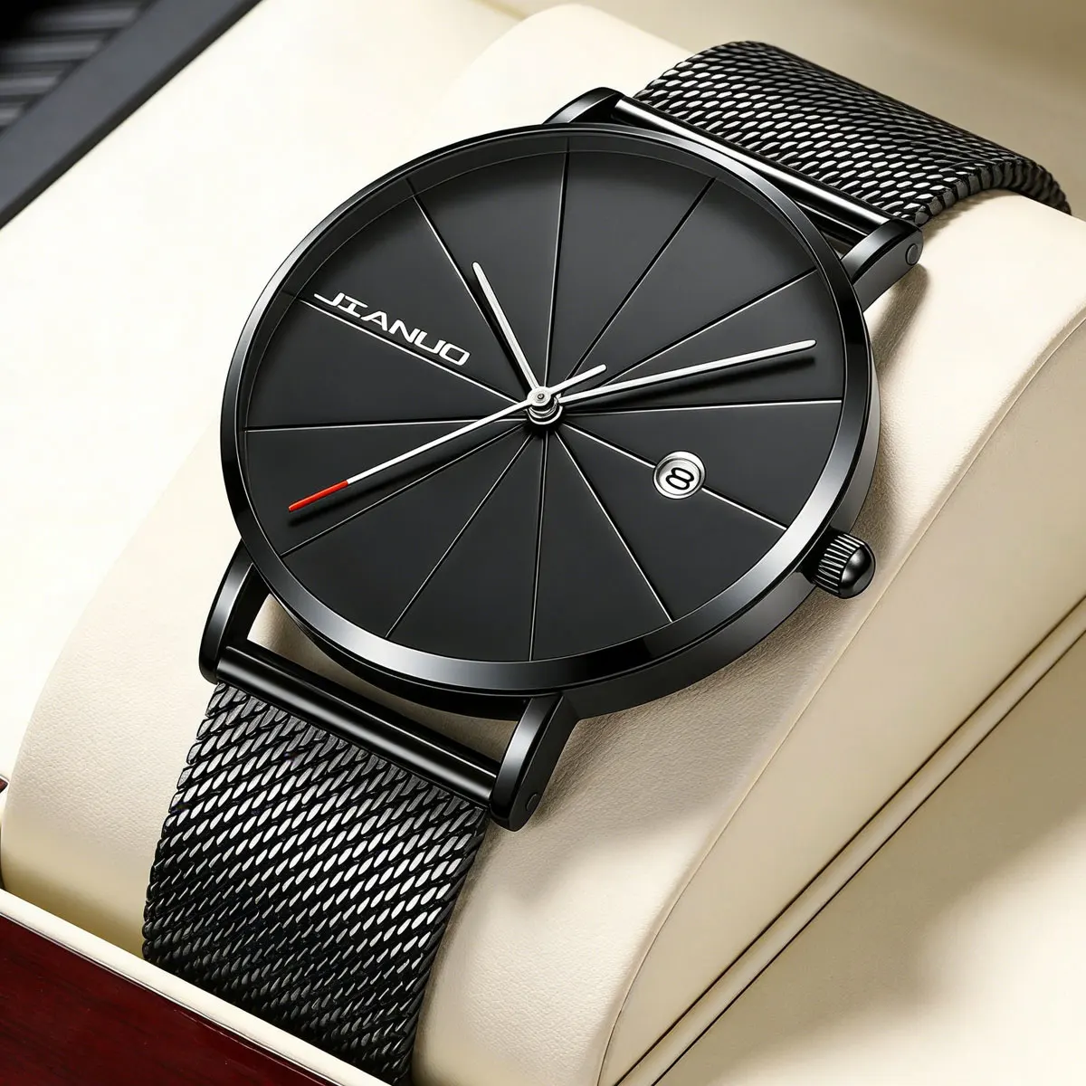 Fashion Business Men's Watch Calendar Mesh Belt Ultra-Thin Casual Simple Quartz Watch