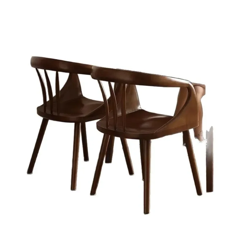 Nordic solid wood dining chair designer backrest armrest simple modern space capsule study home leisure durable dining chair