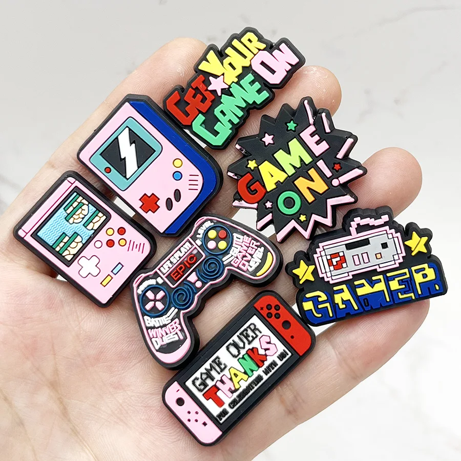 Novelty Video Game Icons PVC Shoe Charm Accessories Funny Diy Shoe Buckle Decorations Fit Clogs Pins Upper Badge Kid X-mas Gift